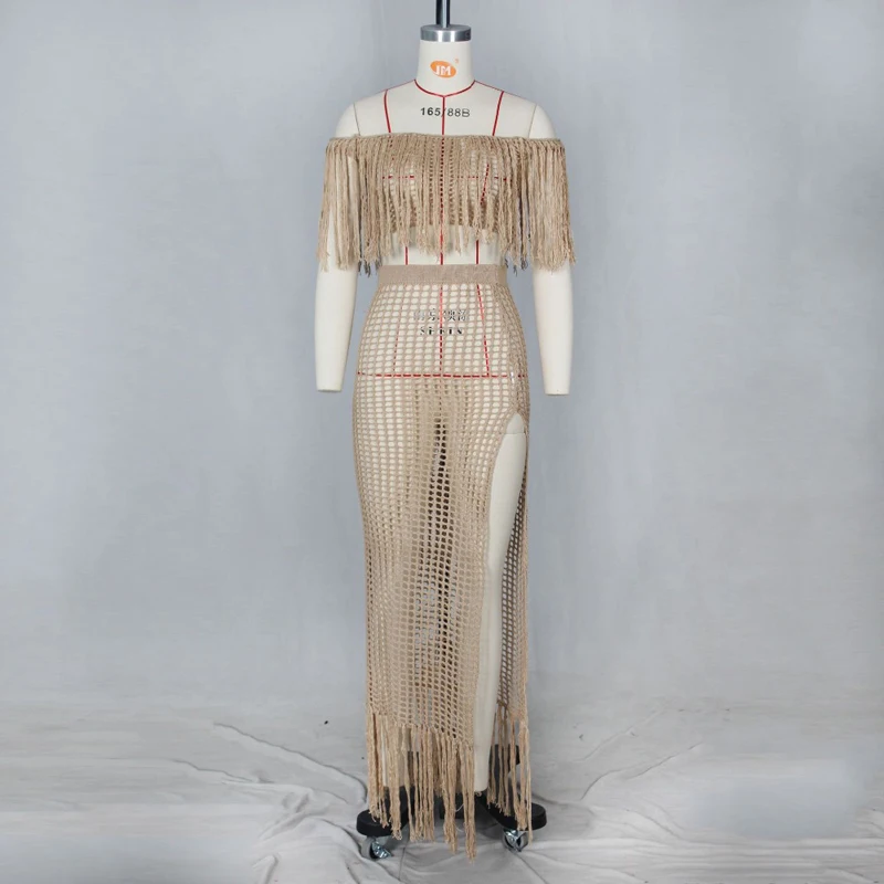 

Knitting Summer Beach Dress 2020 Sexy Cover Up Kaftan For Women New Hollow Grid Perspective Suit Female Solid Sierra Spandex