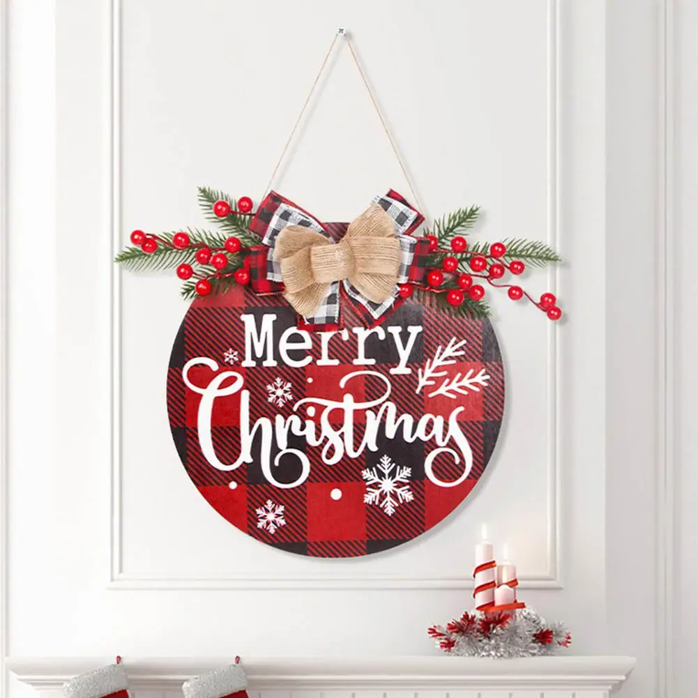 

Christmas Red Fruit Wood Listing Merry Christmas Hanging Sign Wooden Wreath For Home Christmas Door Decoration