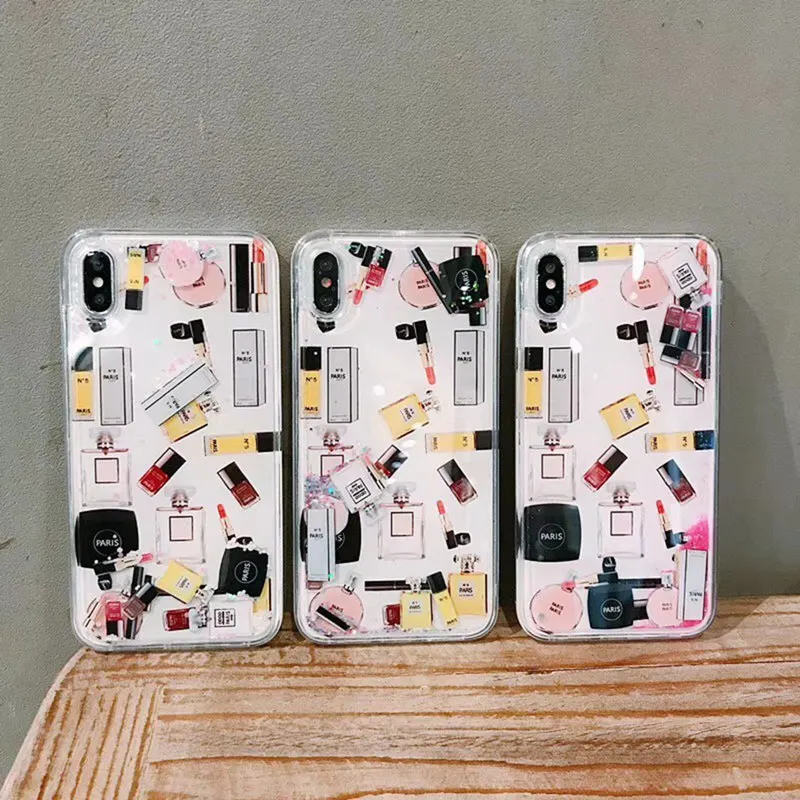 Модная Косметика зыбучий песок корпус Ударопрочный Мягкий чехол для iphone XS Max XR X 6