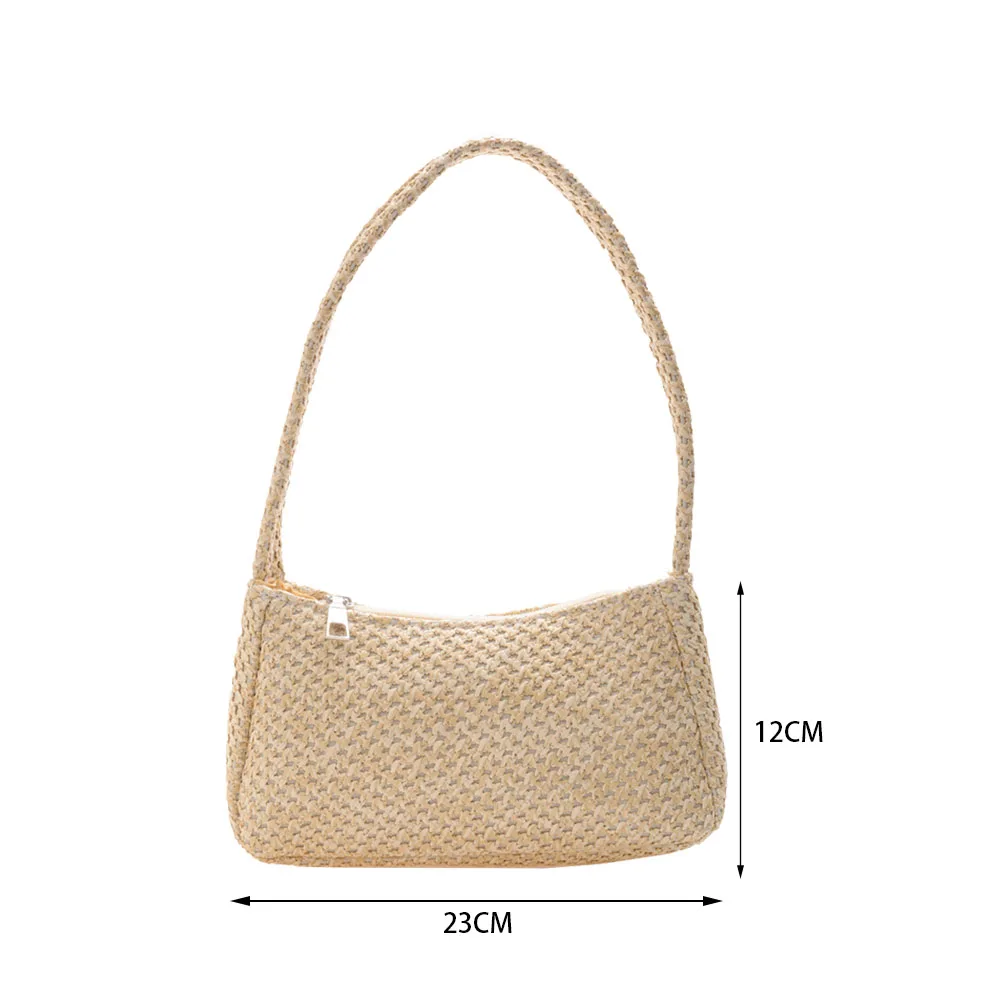 

Fashion Handmade Woven Women Underarm Bag Ladies Causal Handbags Summer Beach Girls Daily Small Shoulder Bags Totes