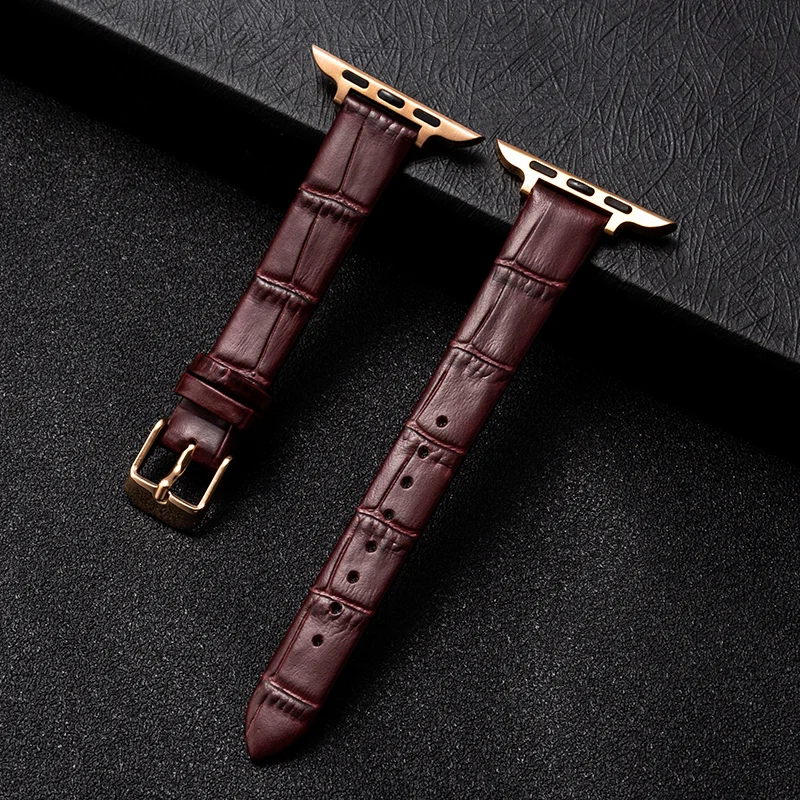 38mm 40mm 42mm 44mm Small Waist Women's First Layer Leather ins Fengsen Series Strap Suitable For Apple Watch