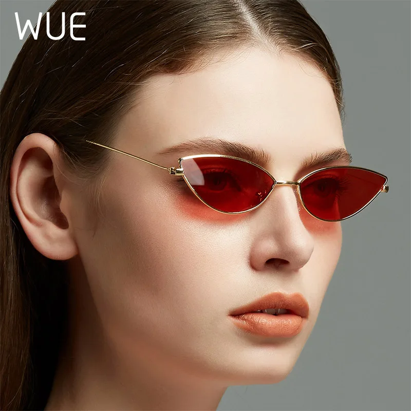 

New cute sexy ladies cat eye sunglasses ladies fashion retro gradient metal frame sunglasses female UV400