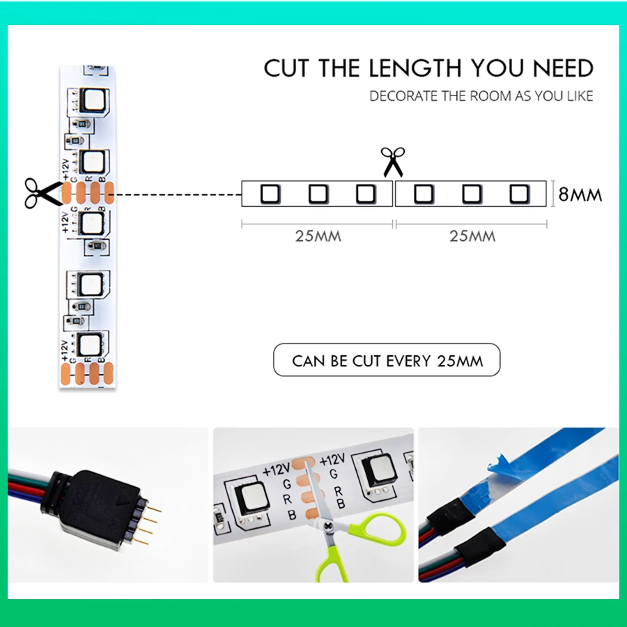 DC12V RGB LED Strip Light 3535 SMD HDTV TV Desktop PC Screen Backlight Bias Lighting Flexible Tape Home Decoration Lamp | Освещение