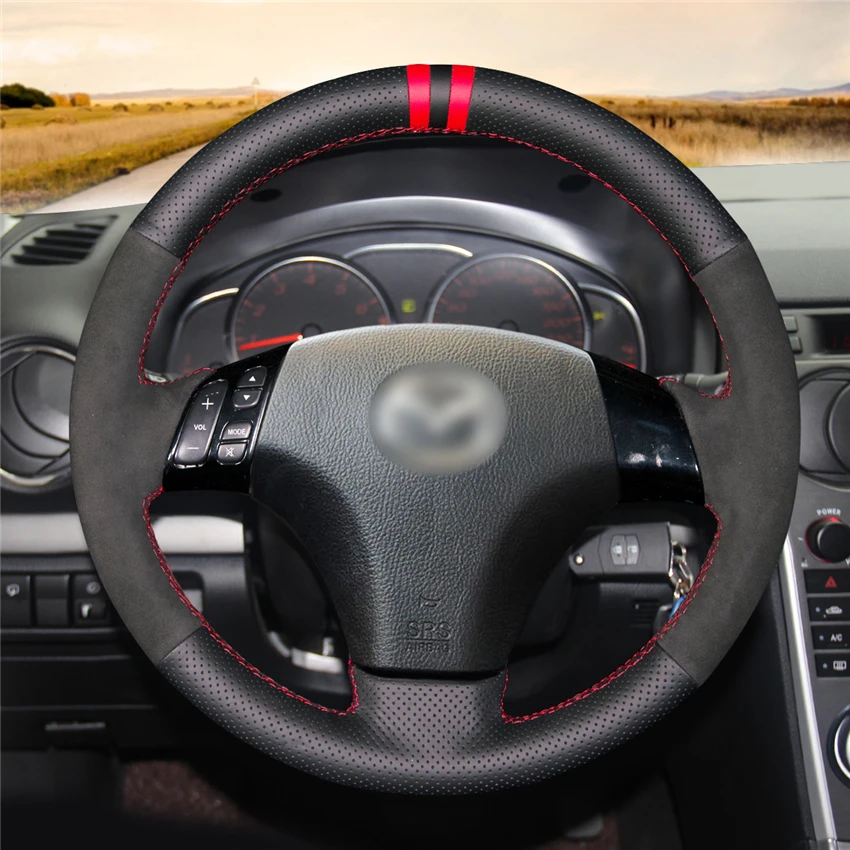 Чехол на руль MEWANT из черной натуральной замши для Mazda 3 Axela 2003-2009 5 2004-2010 6 Atenza 2004-2008 |