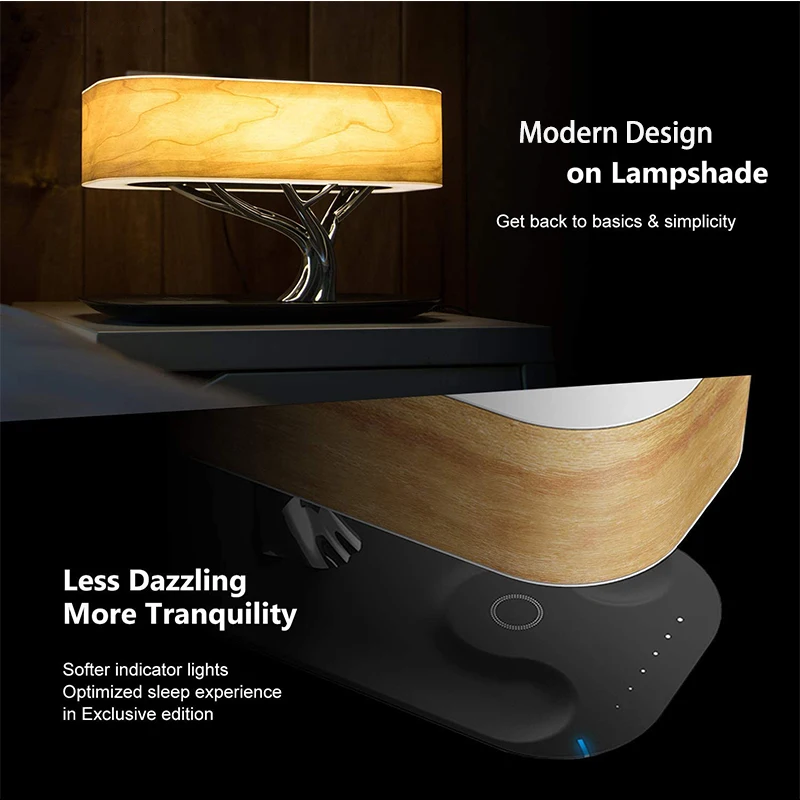 modern led table lamp for bedroom dimmable bluetooth speaker phone charger wireless desk lamp bedside lamp table light tree lamp free global shipping
