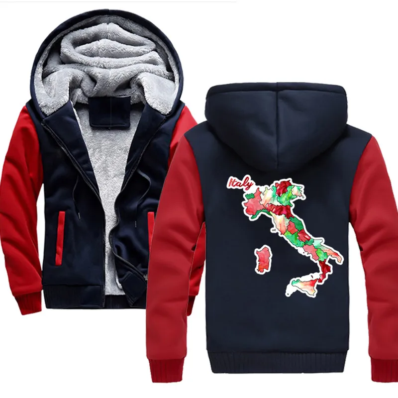 

Watercolor Countries Italy Winter Mens Hoodies Fleece Warm Sweatshirts Men Hoody Coat Sportswear Zipper Hoodie Men Clothing