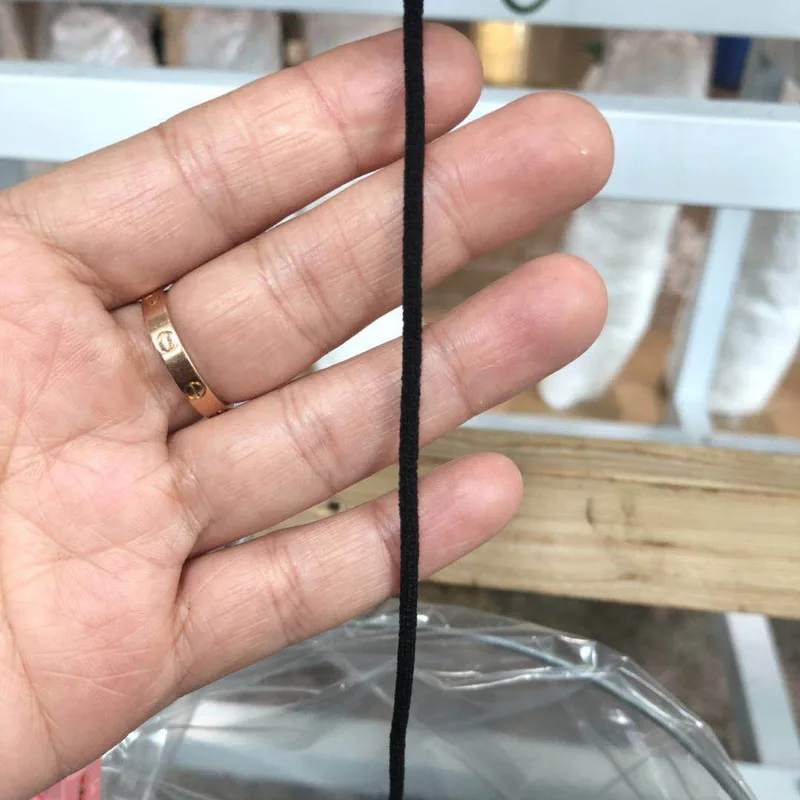 3MM Black White Mouth Round Elastic Band Rubber String Face Mask Rope Ear Cord Belt For DIY Clothing Craft Accessory 10Yard |