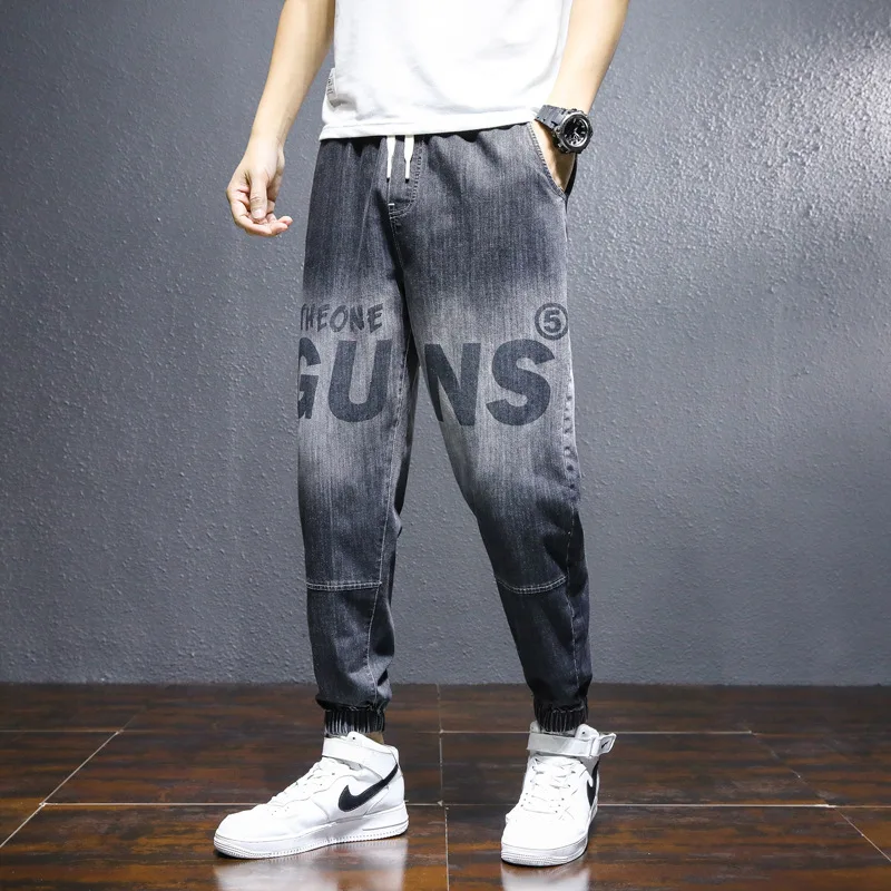 

2021 Spring New Gradient Jeans Male Loose Trousers Harem Pants Street Fashion Casual Pants Male Jogging Pants