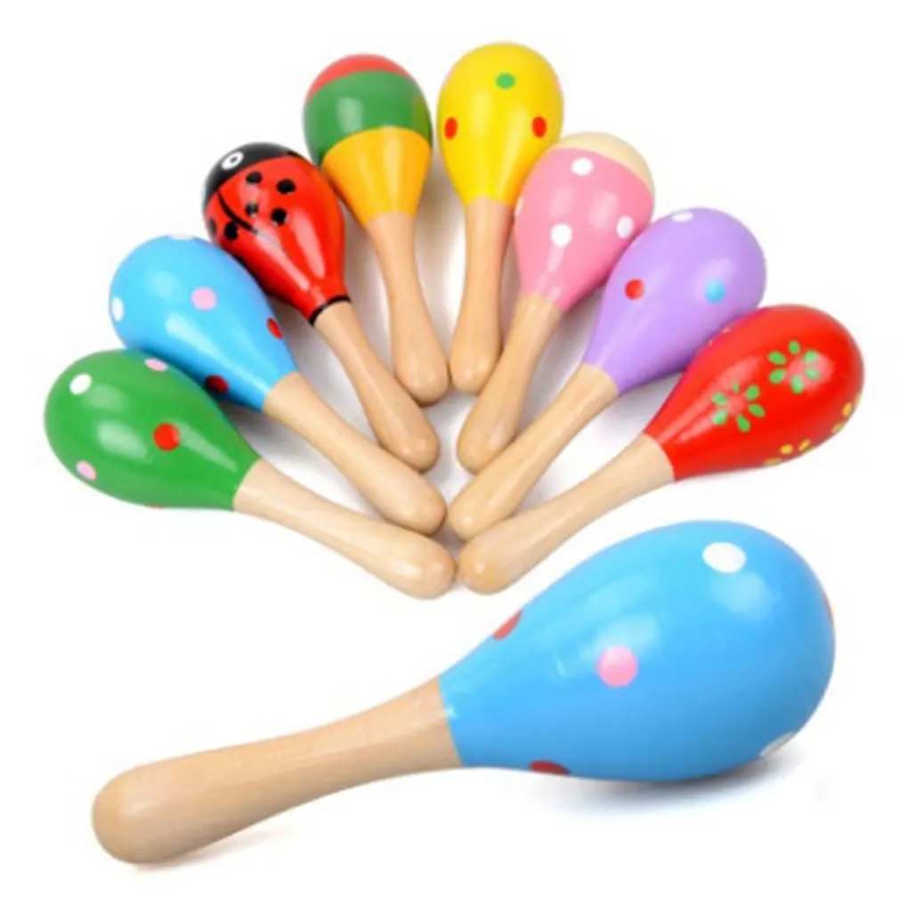 

Hot! Kids Baby Wooden Toy Maracas Rumba Shakers Musical Party Rattles New Sale