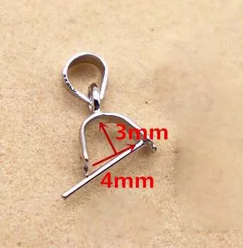 4mm S 5 шт. настоящий твердый 925 пробы серебряный кулон зажим застежка зажимной крючок штырь под поручень бусины соединители фурнитура для украшений DIY Изготовление ювелирных изделий - Цвет: 4mm S