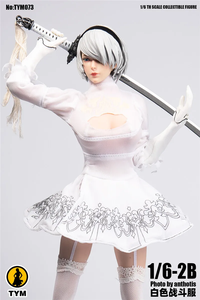 Косплей 1/6 NieR Automata 2B тим073 женский белый боевой костюм юбка комплект одежды 026