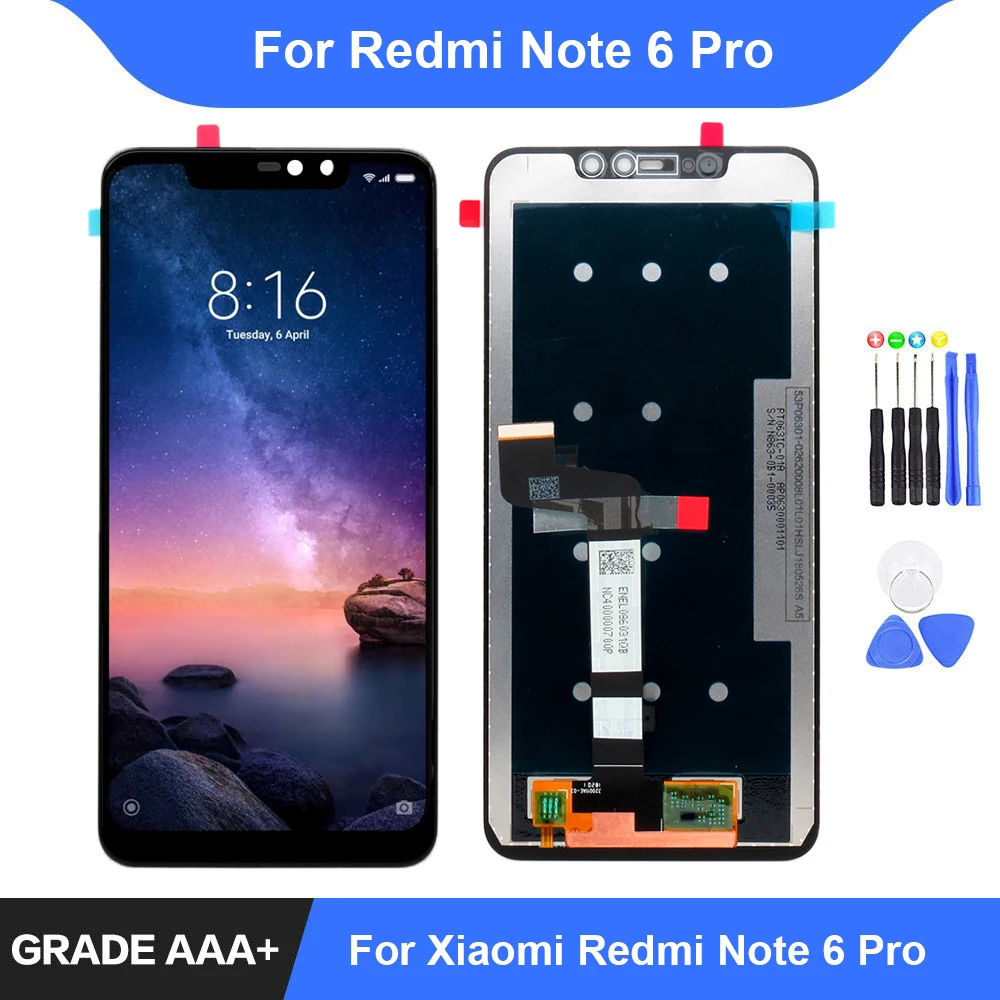 ЖК дисплей для Xiaomi Redmi Note 6 Pro с сенсорным экраном и дигитайзером в сборе запасные