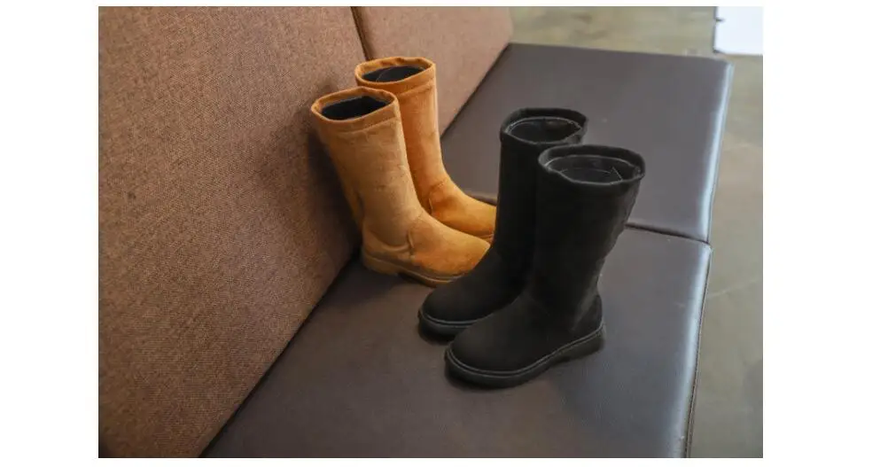 YWPENGCAI Autumn Winter Kids Warm Thick Fur High Boots For Girl Flock PU Leather Girls Boots Size 26-36