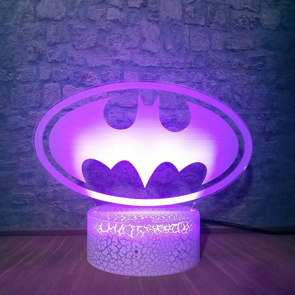 Marvel Мстители Бэтмен логотип 3D иллюзия светодиодный светильник сенсорный ночник