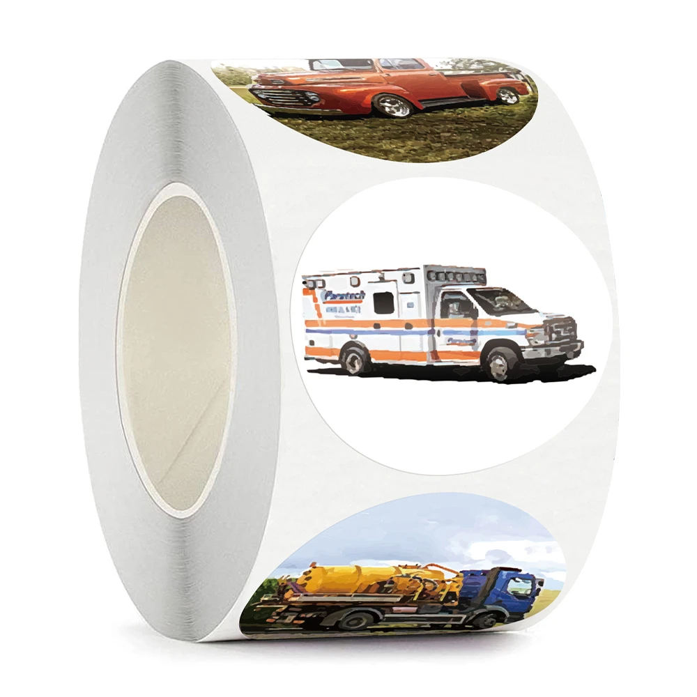 

500Pcs Bus Truck Sticker 1.5inch for Kids Cognition Construction Car Sticker Teacher Supplies Home Birthday Party Decor Label
