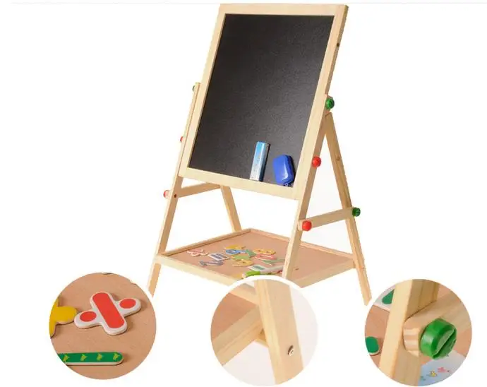 Детская/Детская двусторонняя магнитная доска деревянная для рисования