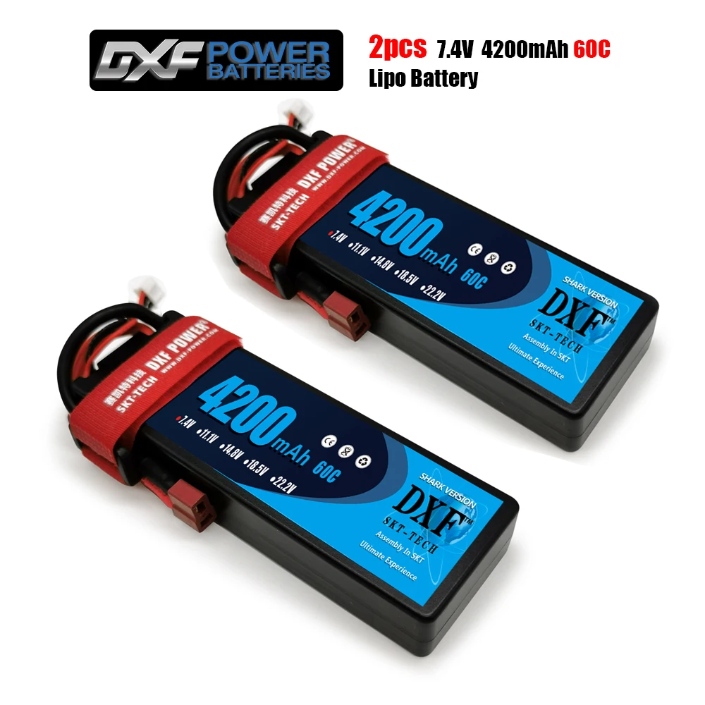 2 шт. литий полимерные аккумуляторы DXF 2S 7 4 В 4200 мАч 60C 120C T Deans XT60 EC5 XT90 Plug TRX RC|Детали и