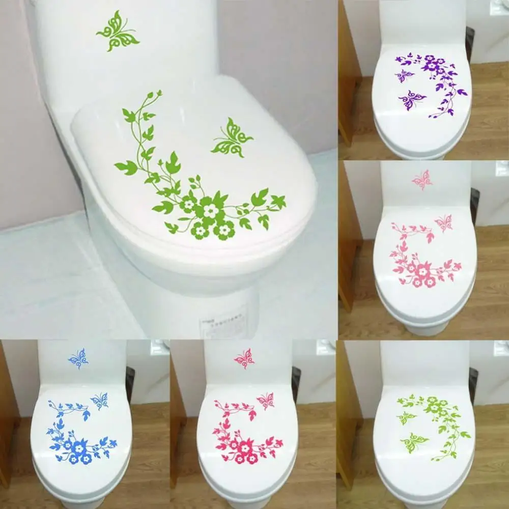 Новая бабочка цветок лоза Настенная Наклейка для ванной комнаты домашнее