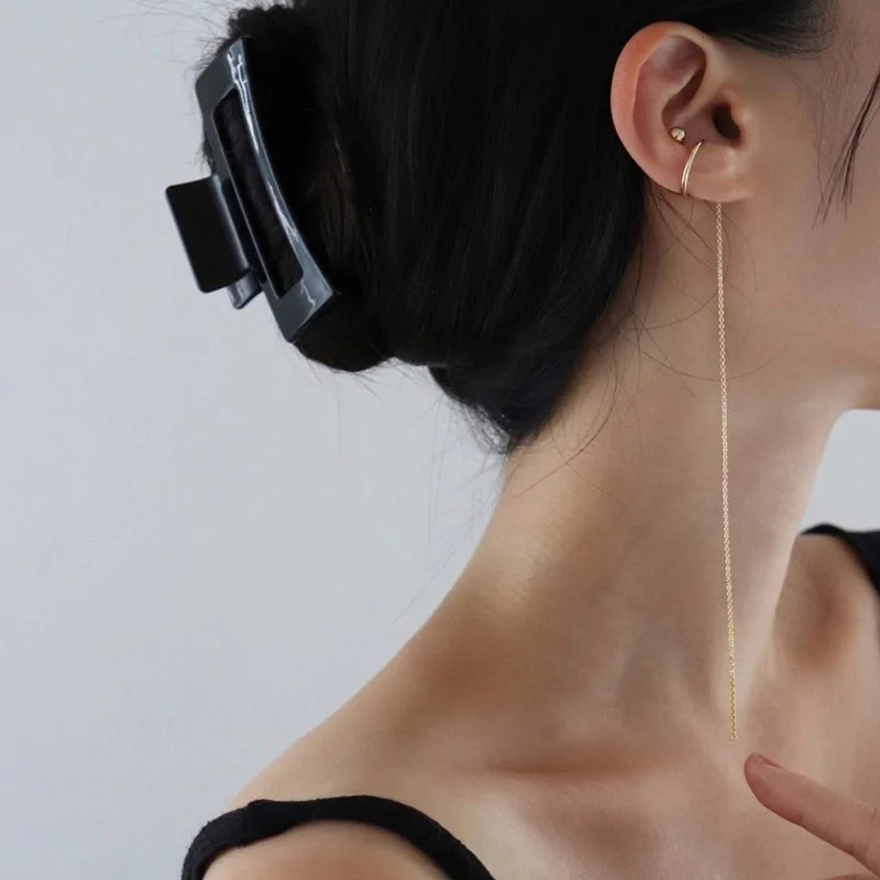 Корейские Модные Винтажные золотистые и Серебристые Длинные серьги-каффы с