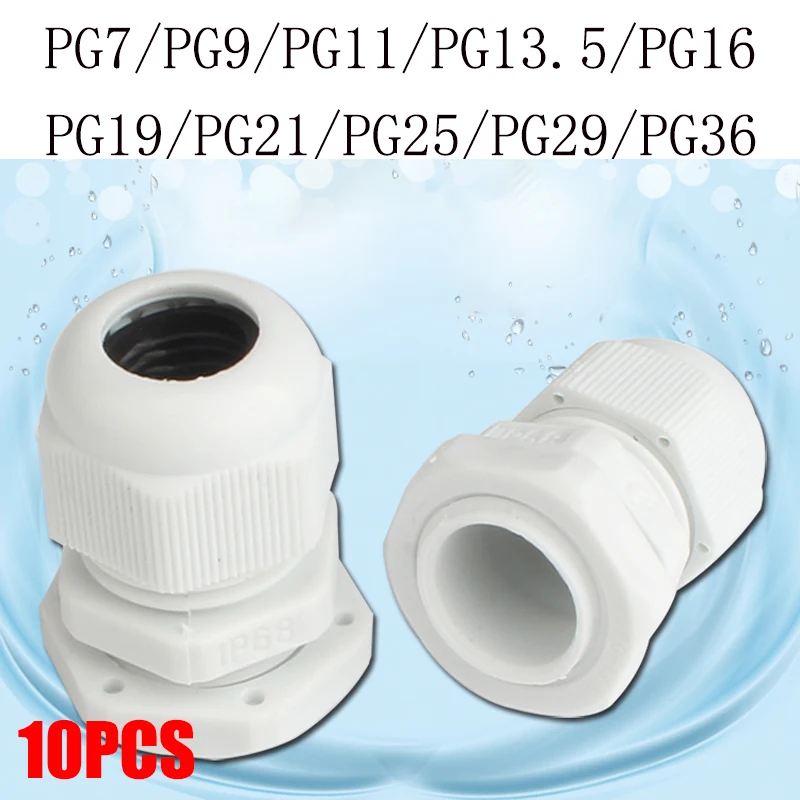 10 шт. IP68 PG7 для 3 6 5 мм PG9 PG11 PG13.5 PG16 PG19 проводной кабель CE белый черный
