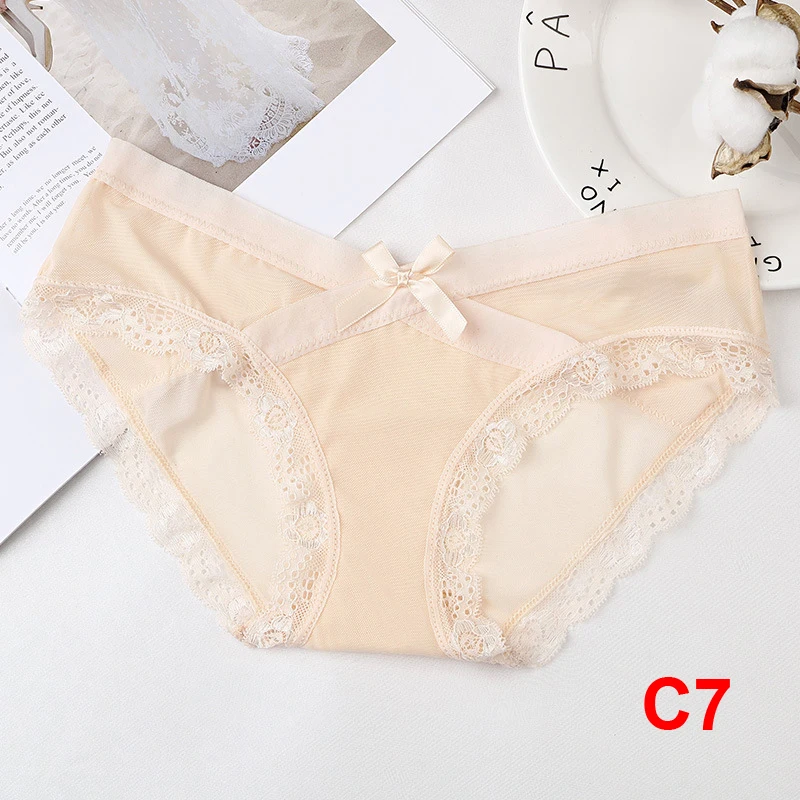 C7 KYLIE розовый 2 шт./партия женские трусики сексуальное кружевное нижнее белье женские трусы нижнее белье цветочные трусики с низкой посадкой прозрачные трусы - Цвет: C7