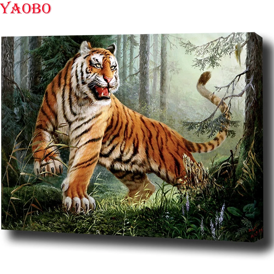 Алмазная картина по номерам сделай сам с тигром лес вышивка Новое поступление