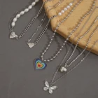 Ожерелье-чокер в стиле панк для женщин и мужчин, Готическая бабочка, жемчужная цепочка, ожерелья, корейские ювелирные изделия, подарки