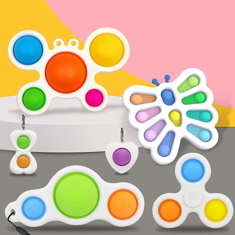 Enlarge Colorful Fidget Push Pops Bubble Sensory Squishy Stress Reliever Autism Needs Anti-stress Pop-It Rainbow Adult Children Toys