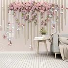 Фотообои 3D с тиснением, цветок, бабочка, цветочные росписи, гостиная, спальня, домашний декор, романтический фон, настенное украшение
