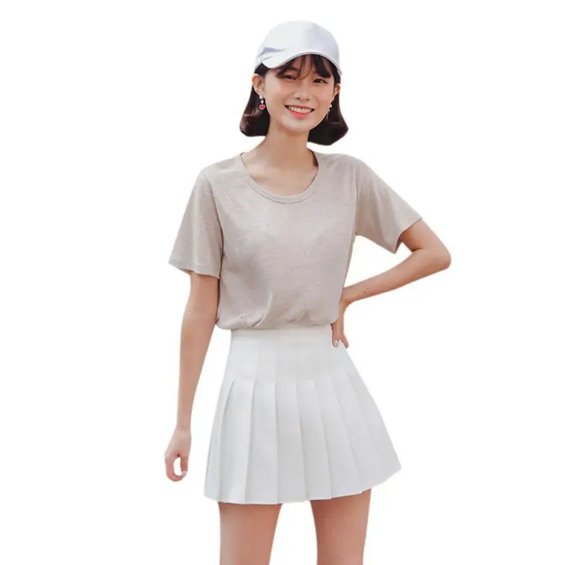 

2020 Women Pleated Skirt Harajuku Fashion Solid Skirts Women Slim Summer Casual High Waist Mini Skirt saia feminina