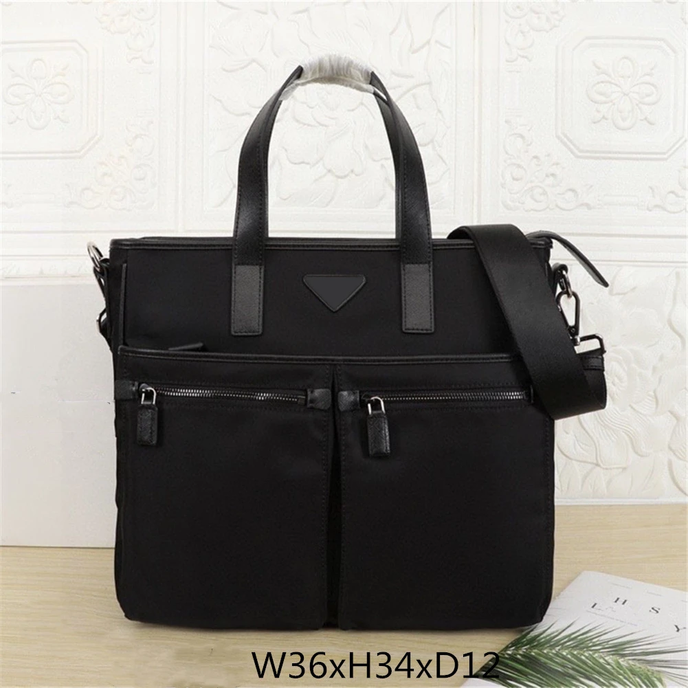 

Black nylon briefcase men's briefcase multi-pocket handbag large capacity computer bag fashion office business messenger bag