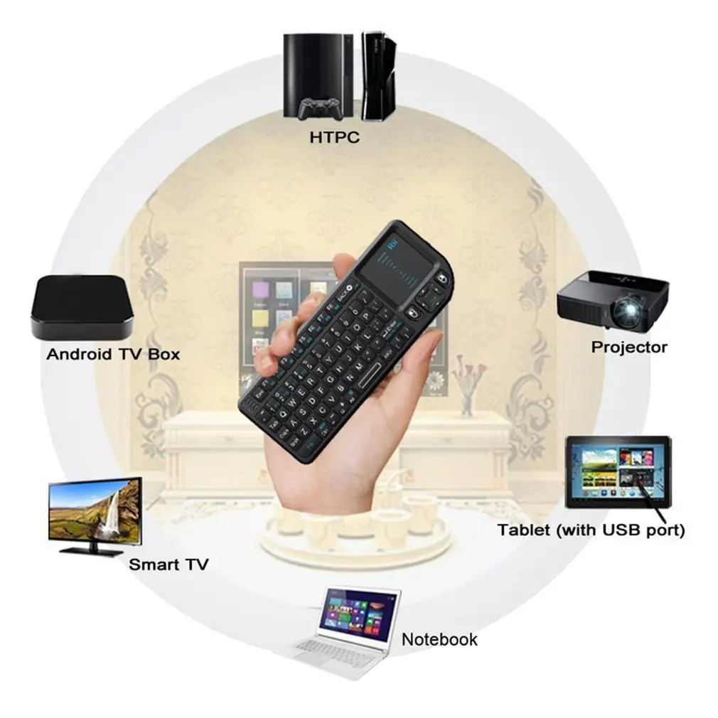 Rii X1 Mini 2 4G Беспроводная клавиатура с тачпадом для Smart tv HTPC ПК портативная умная