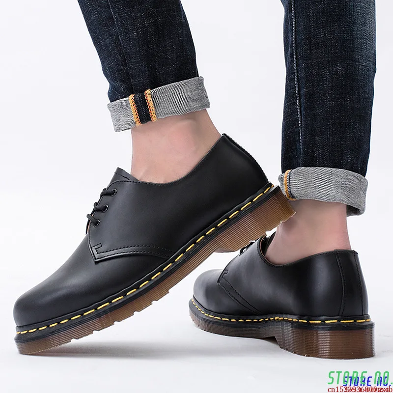 

Короткие ботинки из натуральной кожи для мужчин и женщин, британская рабочая обувь на толстом каблуке, маленькие кожаные оксфорды, унисекс, ...