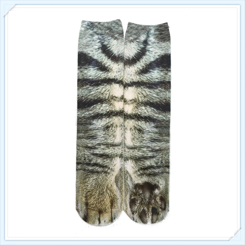 Симпатичные хлопковые носки с кошачьими крапанами и 3D принтом лапками для