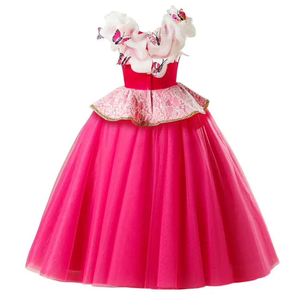 Детский нарядный костюм принцессы роскошное платье-бабочка в пол для девочек |