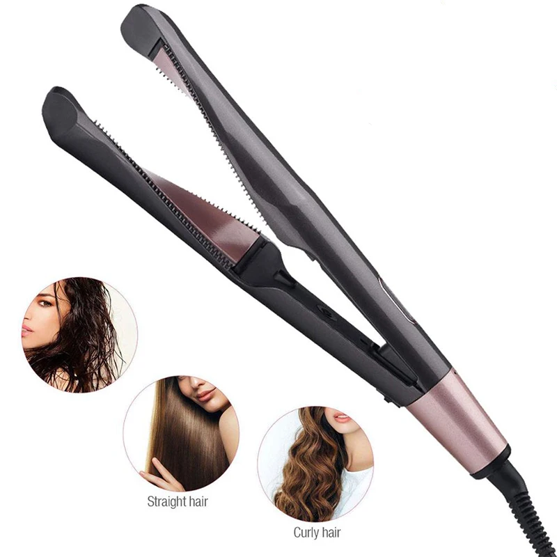 

Hair Curler Straightener 2 in 1 Ionic Tourmaline Ceramic Twisted Curling Straightening Flat Iron Fast Heat Hair Styling Tools