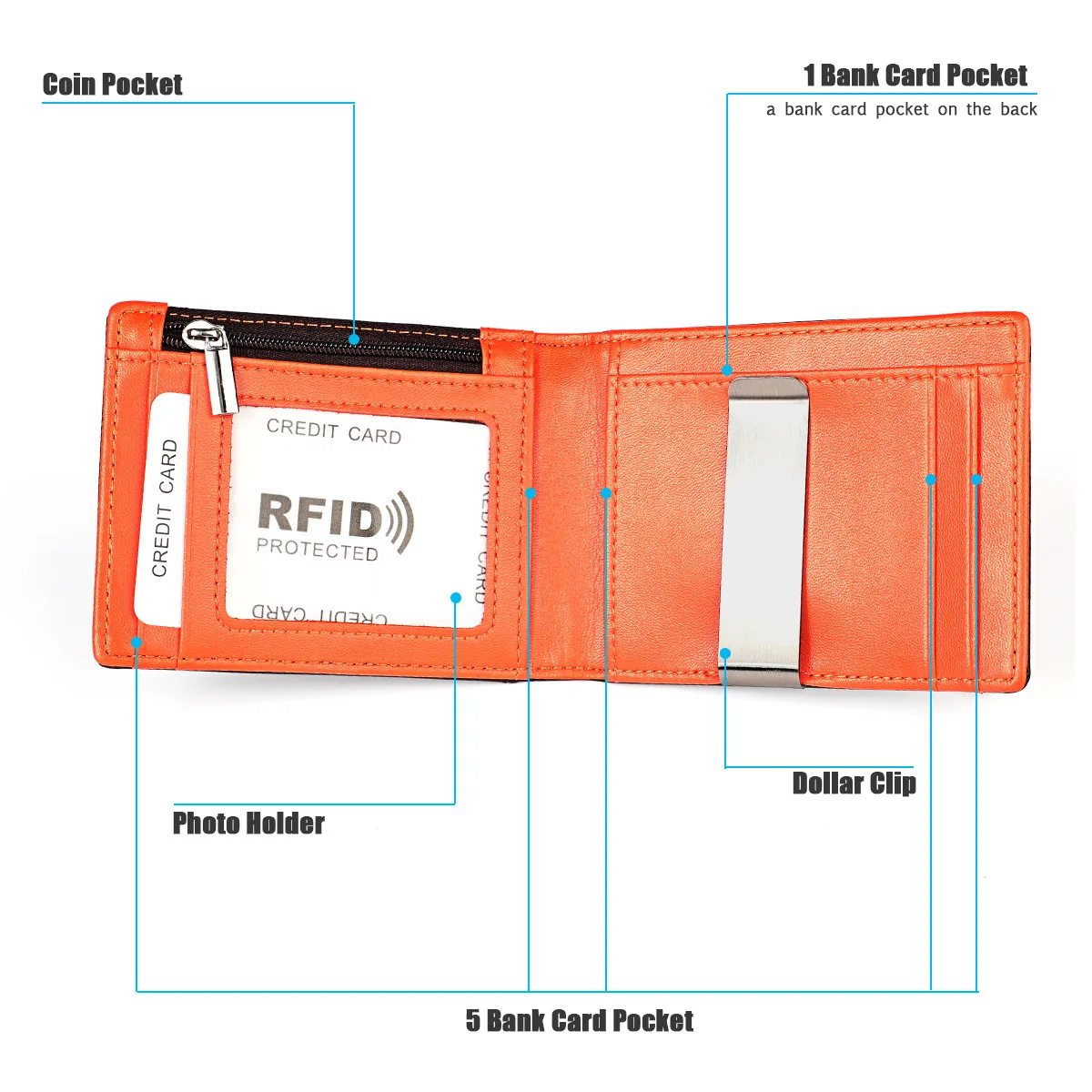 Baellerry мужской RFID натуральная кожа зажим для денег карта кошелек монета карман тонкий двойные денежный зажим держатель для денег мужской тонкий кошелек RFID