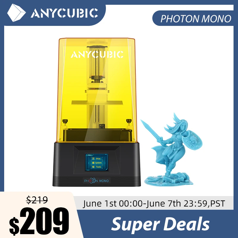 Монохромный 3D принтер Anycubic Photon высокоскоростной 8X антиaliasing 6 'ƈK с ЖК