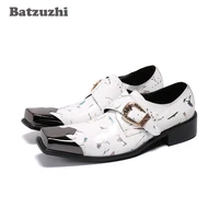 batzuzhi brand new mens shoes square toe genuine leather dress shoes men white chaussures hommes business party sizes eu38 46