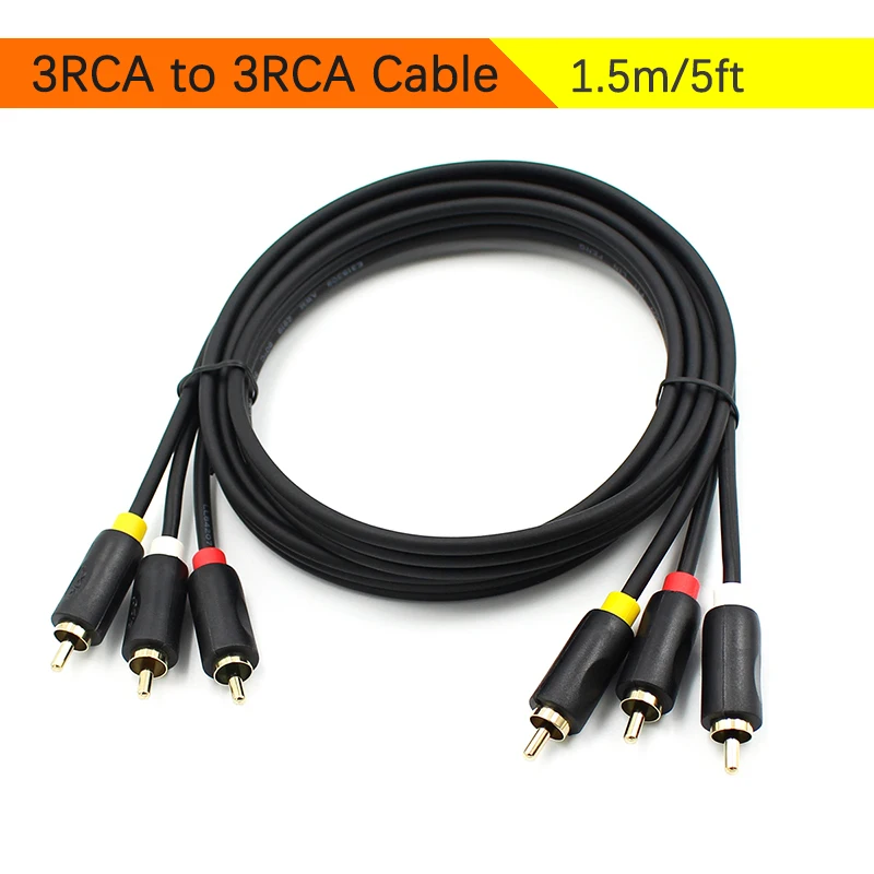3RCA к 3RCA AV аудио-видео кабель 3 RCA композитный кабель «Папа-папа» 1,5 м/5 футов Позолоченный для видео DVD CD плеера