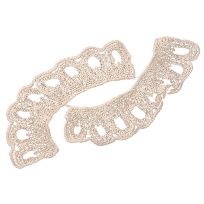 Бежевый хлопок вырез кружевной воротник очаровательные Швейные Аппликации