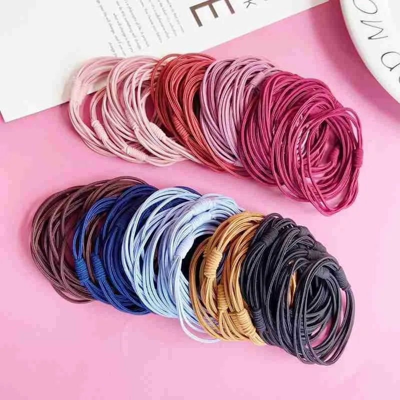 

10 шт./компл. Новая мода Цвет эластичная повязка на голову для девочек; Мини-юбка для Женский Хвостик Держатель женских волос кольца нарисова...