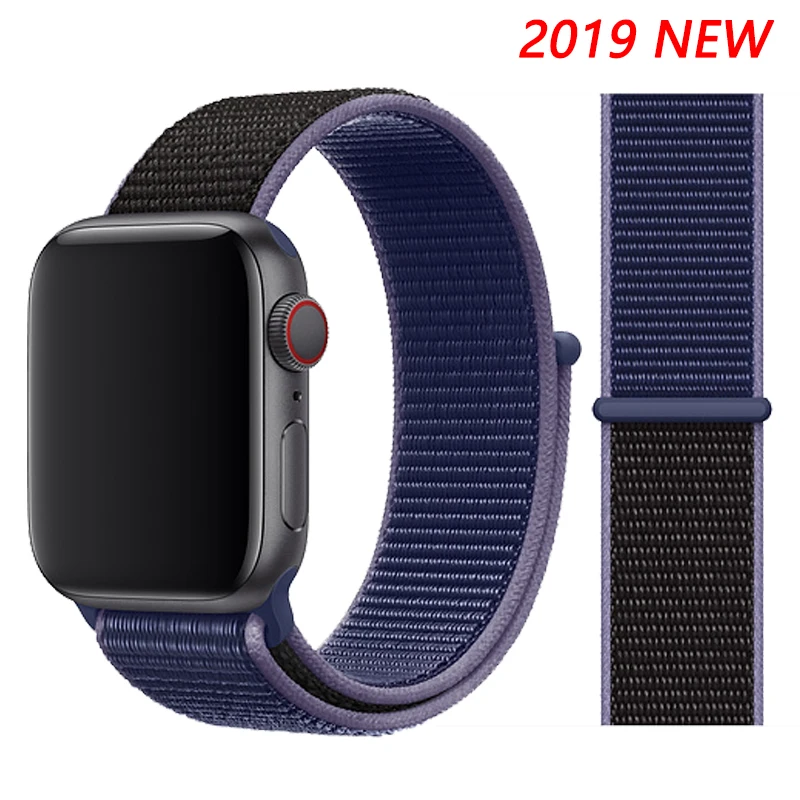 Midnight Blue Нейлоновый ремешок для apple watch 44 мм/40 мм 4 5 iwatch 42 мм/38 мм 3 2 1 браслет красочные спортивные аксессуары для часов - Цвет ремешка: Midnight Blue