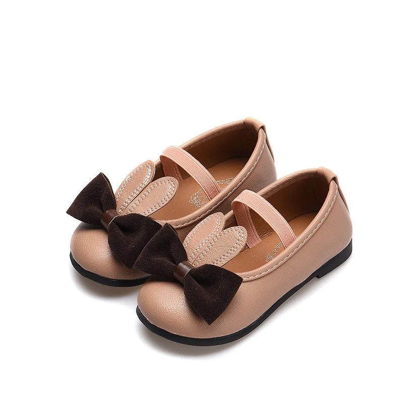 

Spring Summer Cute Girls Shoes Sweet Soft Leather With Bow-knot Rabbit Ears Kids Shoes Elastic Band Children Shoes Drop Shipping