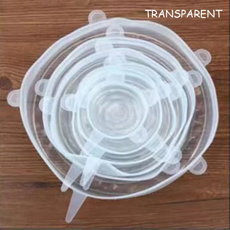 Transparent Кристальный чехол силиконовый супница уплотнение с пленочным покрытием Еда топ класса многоцелевой универсальный безопасности Носилки 6 шт./компл - Цвет: Transparent
