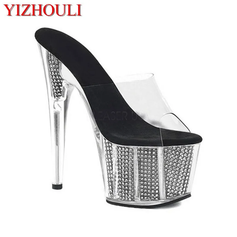 Летние прозрачные сандалии на платформе 15 см водонепроницаемая платформа
