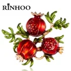Rinhoo красные Эмалевые Броши с гранатом для женщин сплав фрукты зеленый лист Стразы значок растение булавки Свадебные украшения для невествечерние вечеринки