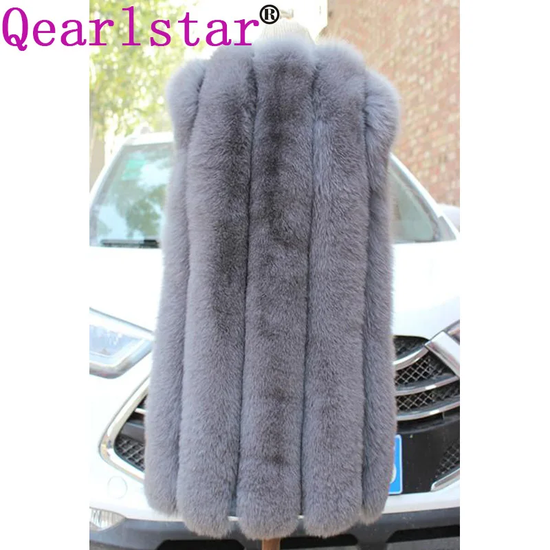dark grey Qearlstar женский искусственный Лисий шубы из меха толстый теплый роскошный без рукавов Пушистый Жилет с круглым вырезом зимняя верхняя одежда плюс размер S-6XL SQ9 - Цвет: dark grey