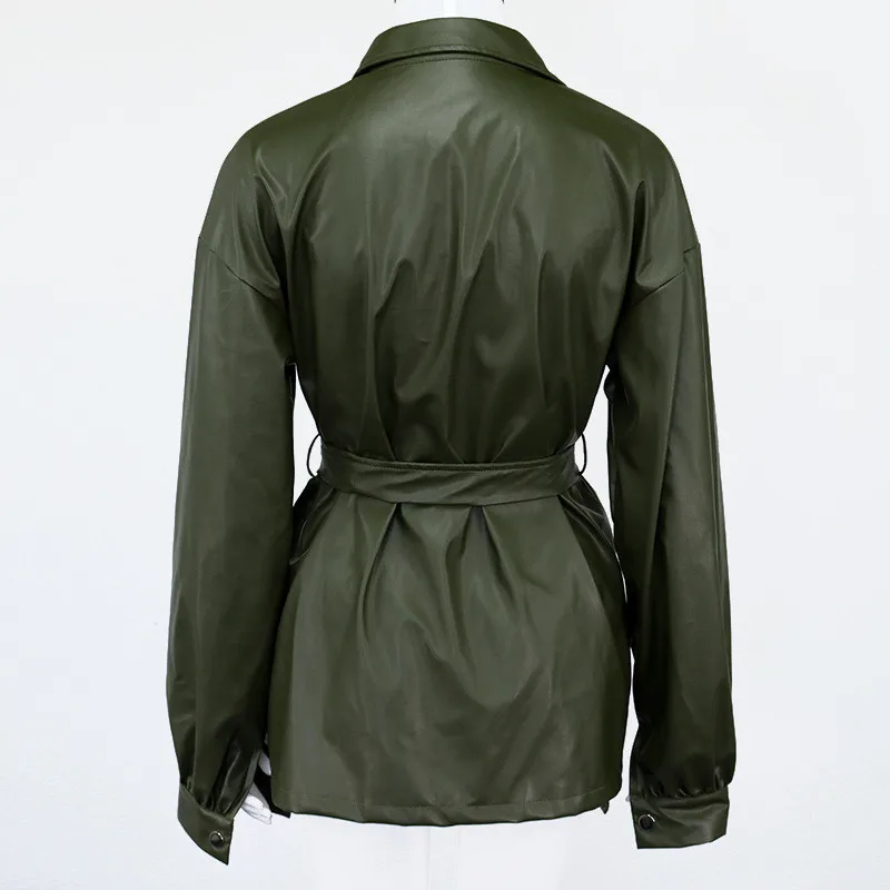 

Fashion Autumn Winter Warm Fleece Belt Mid-Long PU Faux Leather Coat Jacket with Fur Women 2020 Leather Trench Coat Biker Jacket