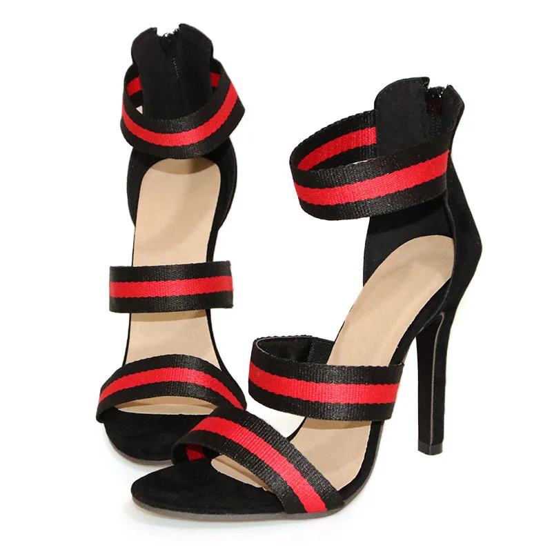 

2019 new style women's color high thin heel women's large fashion sandals